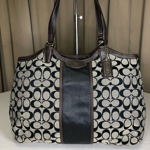 Coach RARE Cherry Snake Skin 31444 Signature Brown Black Canvas Leather Bag